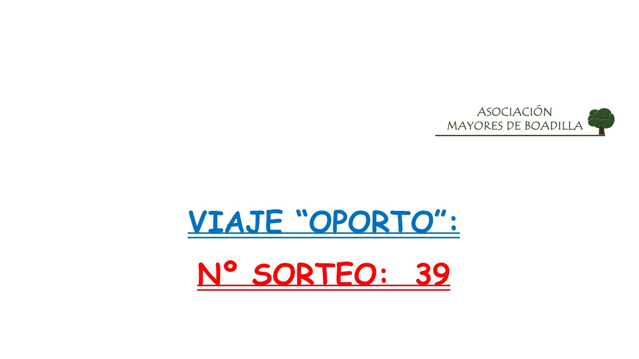 SORTEO VIAJE A OPORTO